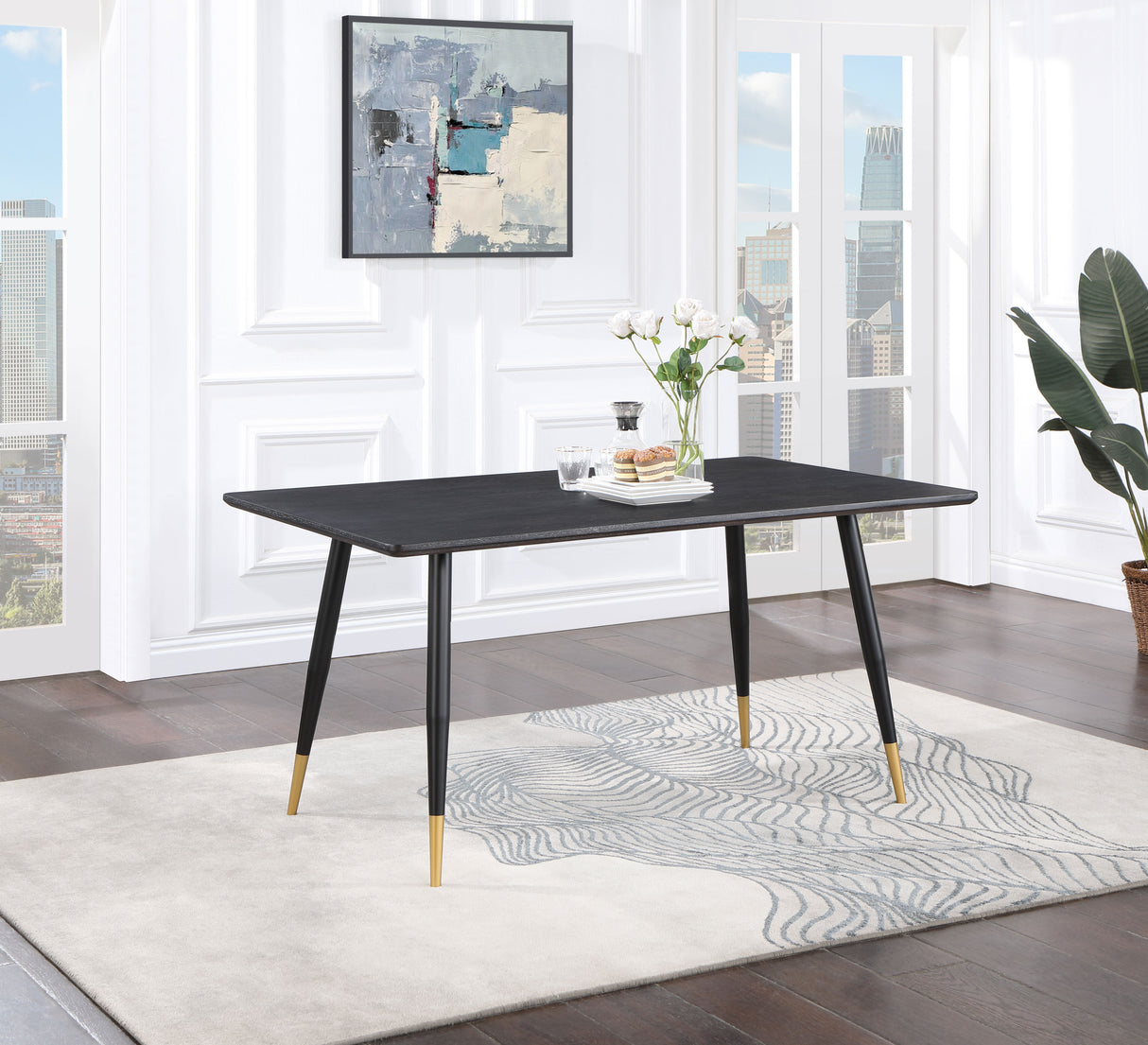 Dining Table - Zetta Rectangular Dining Table Black and Gold