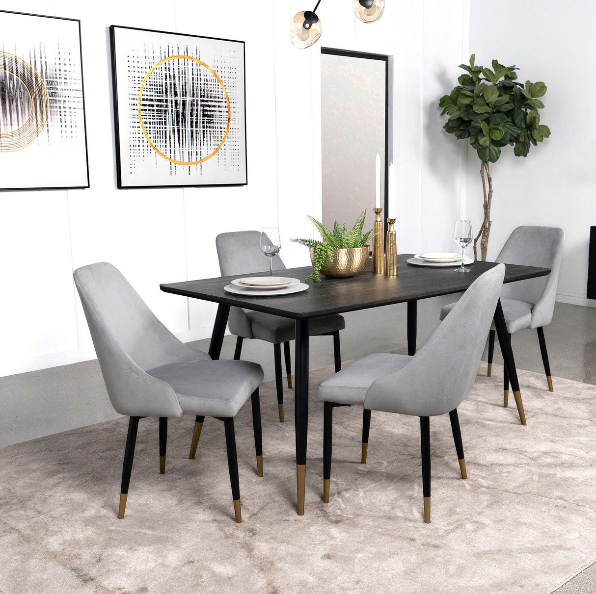 Dining Table - Zetta Rectangular Dining Table Black and Gold