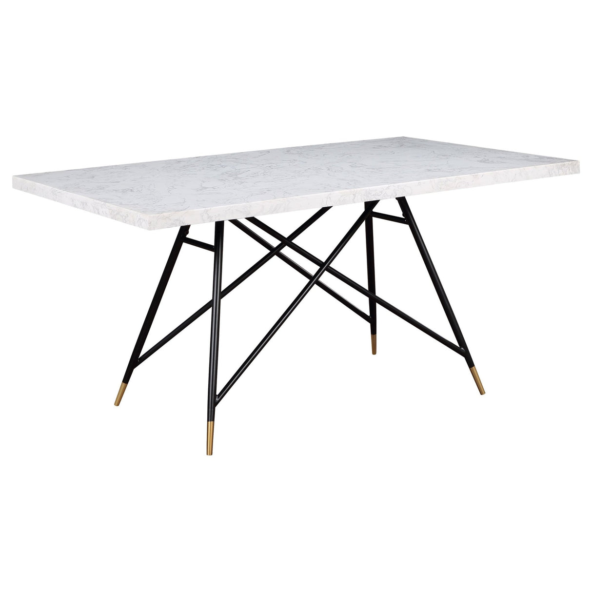 Dining Table - Gabrielle Rectangular Marble Top Dining Table White and Black