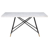 Dining Table - Gabrielle Rectangular Marble Top Dining Table White and Black