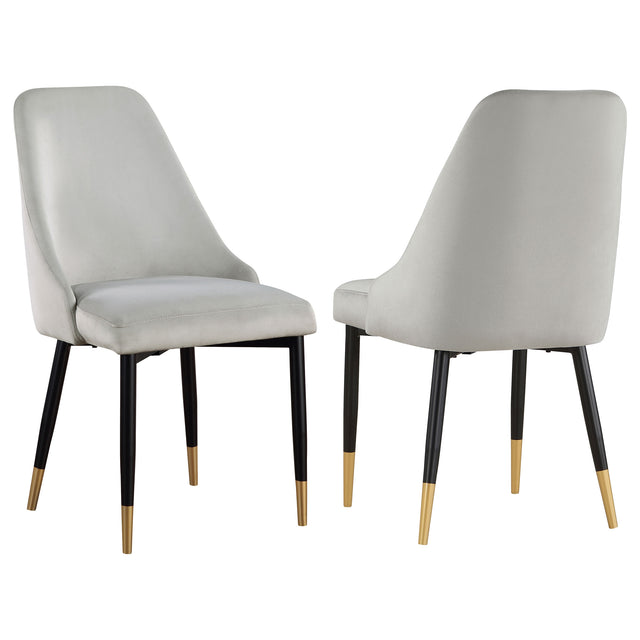 Side Chair - Gabrielle Upholstered Solid Back Dining Side Chair Grey and Black (Set of 2)