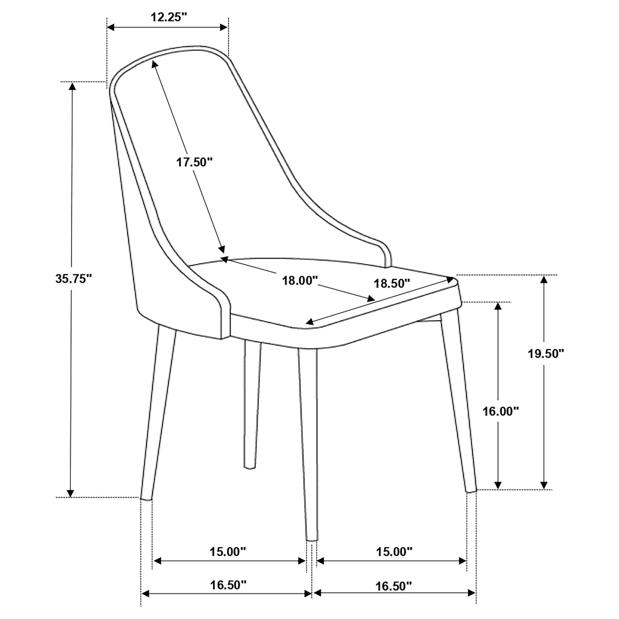 Side Chair - Gabrielle Upholstered Solid Back Dining Side Chair Grey and Black (Set of 2)