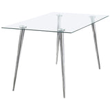 Gilman Rectangular 64-inch Glass Top Dining Table Chrome - Home Elegance USA