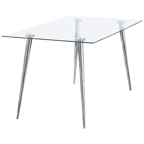 Gilman Rectangular 64-inch Glass Top Dining Table Chrome - Home Elegance USA