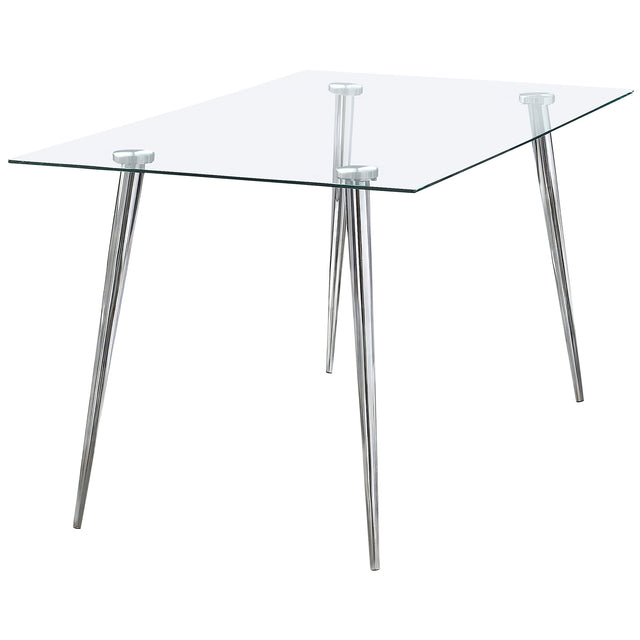 Gilman Rectangular 64-inch Glass Top Dining Table Chrome - Home Elegance USA
