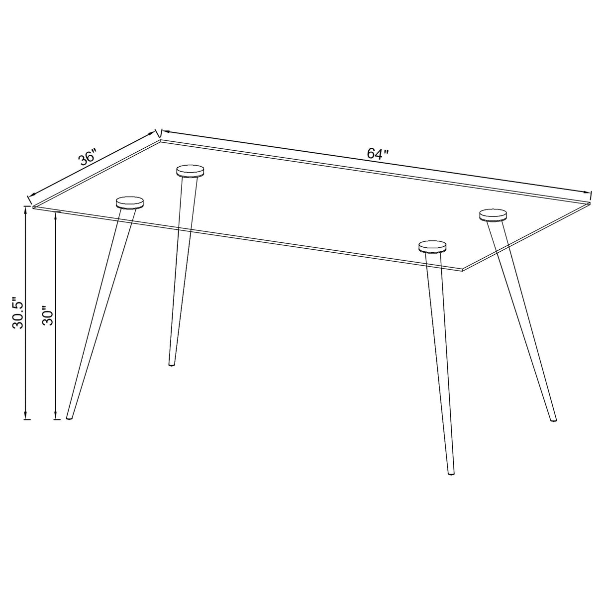 Gilman Rectangular 64-inch Glass Top Dining Table Chrome - Home Elegance USA