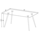 Gilman Rectangular 64-inch Glass Top Dining Table Chrome - Home Elegance USA
