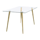 Gilman Rectangular 64-inch Glass Top Dining Table Gold - Home Elegance USA