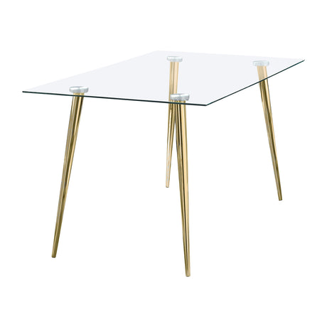 Gilman Rectangular 64-inch Glass Top Dining Table Gold - Home Elegance USA