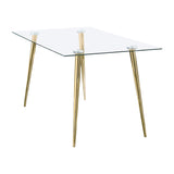 Gilman Rectangular 64-inch Glass Top Dining Table Gold - Home Elegance USA