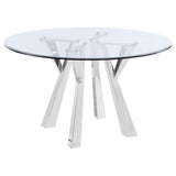 Alaia Round Glass Top Dining Table Clear and Chrome | Coaster - 190710 - Home Elegance USA - 1