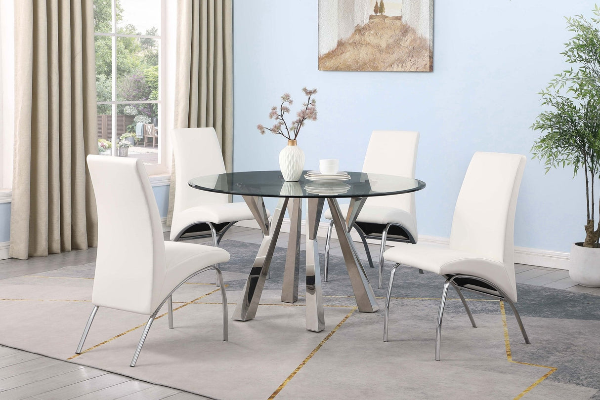 Alaia Round Glass Top Dining Table Clear and Chrome | Coaster - 190710 - Home Elegance USA - 7