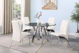 Alaia Round Glass Top Dining Table Clear and Chrome | Coaster | Home Elegance USA