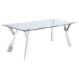 Alaia Rectangular Glass Top Dining Table Clear and Chrome | Coaster | Home Elegance USA