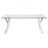 Alaia Rectangular Glass Top Dining Table Clear and Chrome | Coaster - 190711 - Home Elegance USA - 3