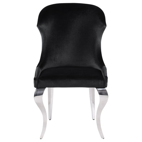 Side Chair - Cheyanne Upholstered Wingback Side Chair with Nailhead Trim Chrome and Black (Set of 2)