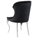 Side Chair - Cheyanne Upholstered Wingback Side Chair with Nailhead Trim Chrome and Black (Set of 2)