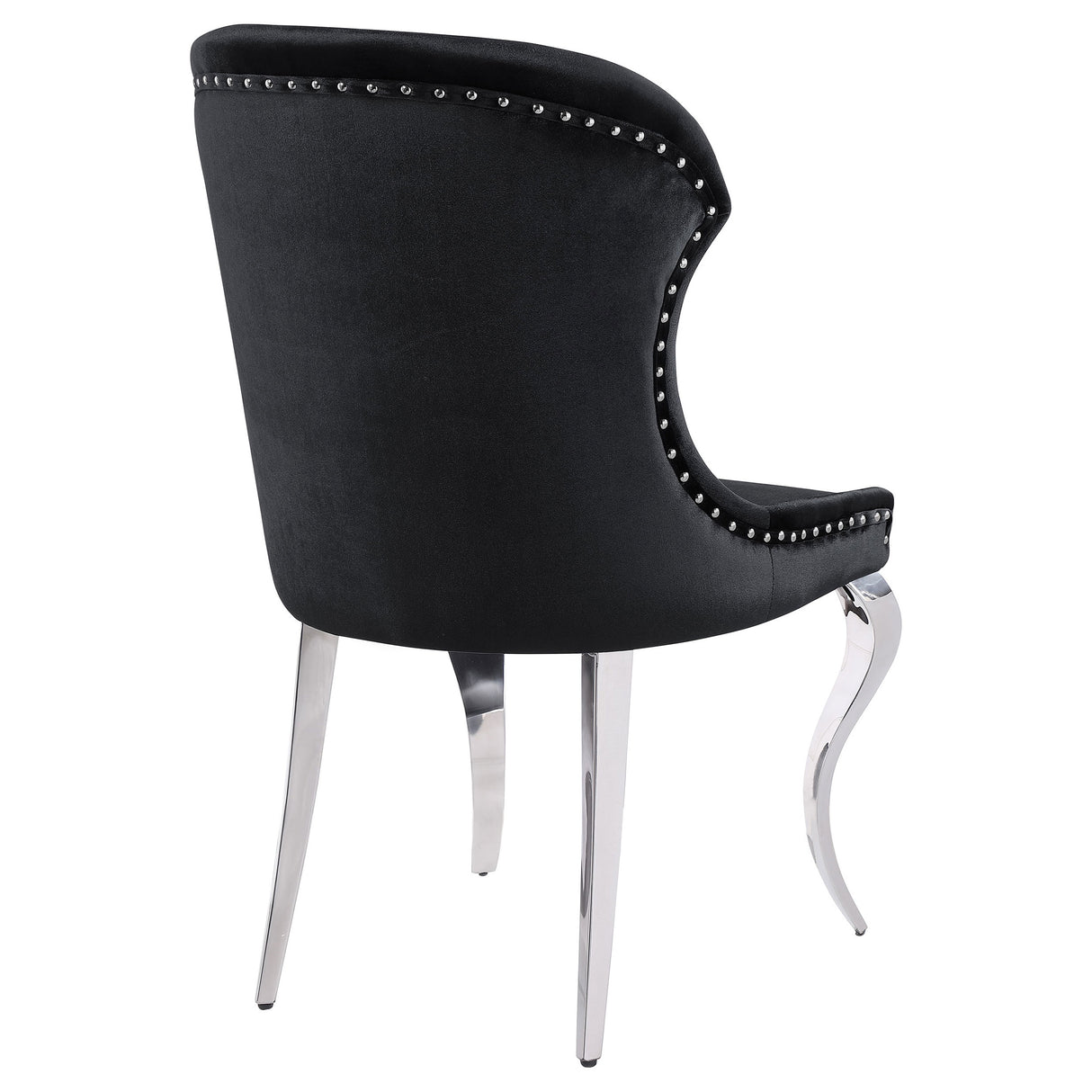 Side Chair - Cheyanne Upholstered Wingback Side Chair with Nailhead Trim Chrome and Black (Set of 2)