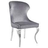 Side Chair - Cheyanne Upholstered Wingback Side Chair with Nailhead Trim Chrome and Grey (Set of 2)