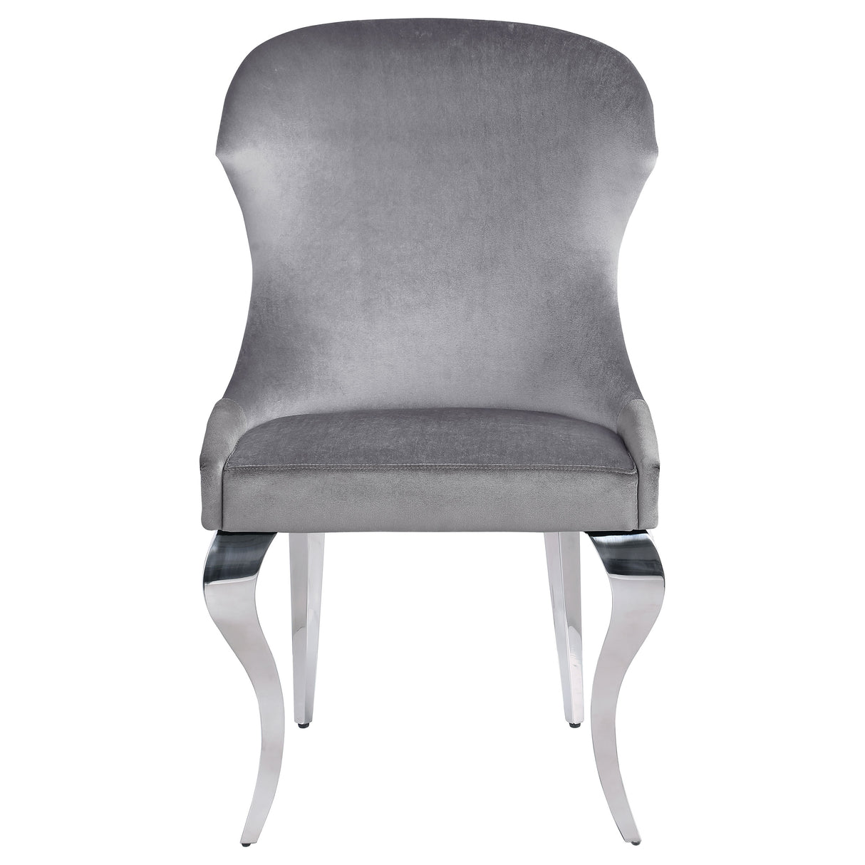 Side Chair - Cheyanne Upholstered Wingback Side Chair with Nailhead Trim Chrome and Grey (Set of 2)