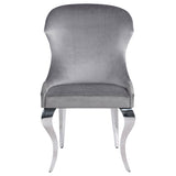 Side Chair - Cheyanne Upholstered Wingback Side Chair with Nailhead Trim Chrome and Grey (Set of 2)