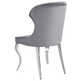 Side Chair - Cheyanne Upholstered Wingback Side Chair with Nailhead Trim Chrome and Grey (Set of 2)