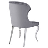 Side Chair - Cheyanne Upholstered Wingback Side Chair with Nailhead Trim Chrome and Grey (Set of 2)