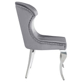 Side Chair - Cheyanne Upholstered Wingback Side Chair with Nailhead Trim Chrome and Grey (Set of 2)