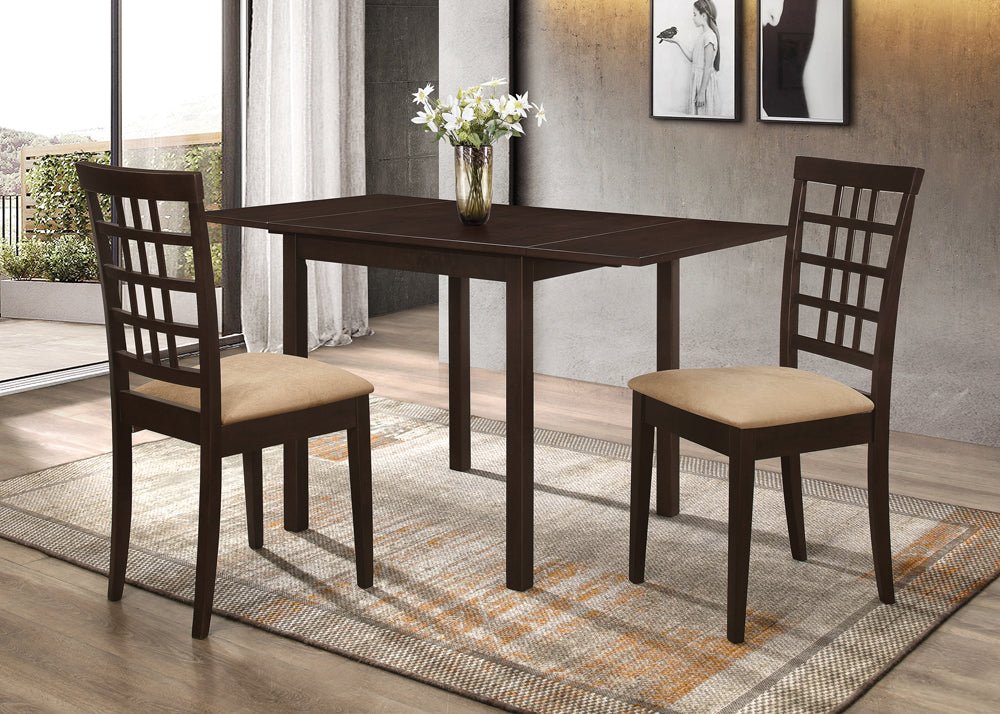 Kelso 3 - piece Drop Leaf Dining Set Cappuccino and Tan | Coaster | Home Elegance USA