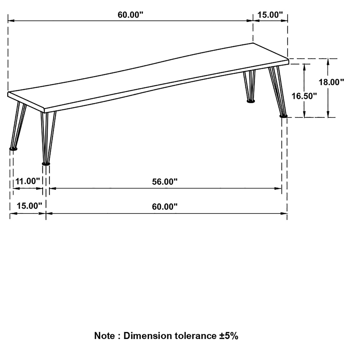 Bench - Sherman Bench Natural Acacia and Matte Black