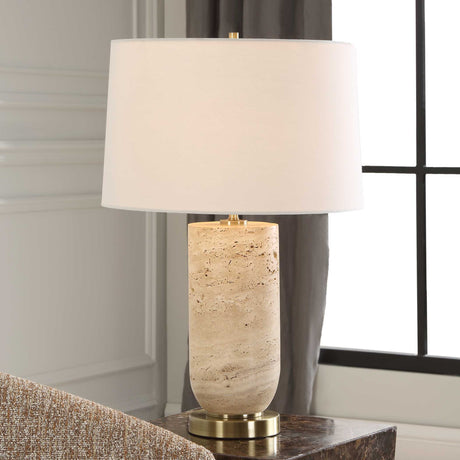 Aubrey Travertine Table Lamp - Beige by Uttermost - View 2