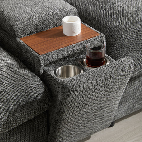 136'' Modular Sectional Sofa with Console, Cup Holder, USB Charger, Movable Storage Ottoman, Pull-line&Tufted Design, U-Shaped Oversized Chenille Sofa for Living Room&Apartment,2 Colors - sold by Home Elegance USA