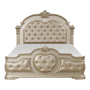 Antoinetta Eastern King Bed in Champagne Faux Leather Tufted – Homelegance