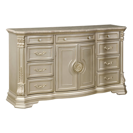 Antoinetta Dresser Marble Top with 9-Drawer in Champagne Finish – Homelegance 1919NC-5