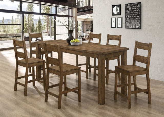 Coleman 7 - piece Counter Height Dining Set Rustic Golden Brown | Coaster | Home Elegance USA