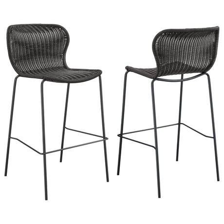 Bar Stool - Mckinley Upholstered Bar Stools with Footrest (Set of 2) Brown and Sandy Black