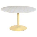 Dining Table - Kella Round Marble Top Dining Table White and Gold