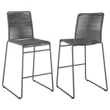 Bar Stool - Jerome Upholstered Bar Stools with Footrest (Set of 2) Charcoal and Gunmetal