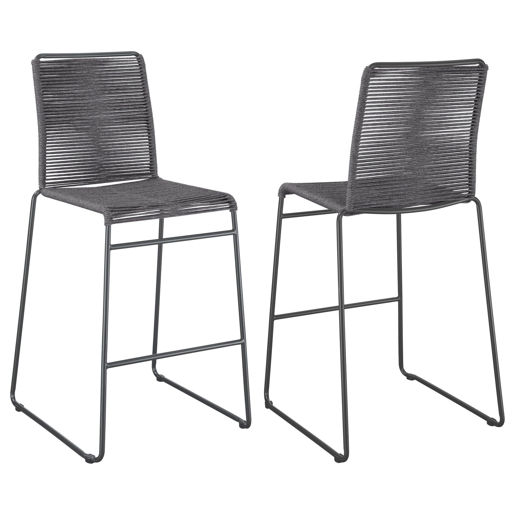 Bar Stool - Jerome Upholstered Bar Stools with Footrest (Set of 2) Charcoal and Gunmetal