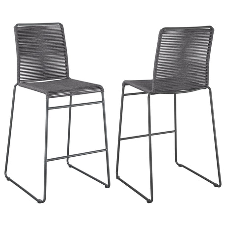Bar Stool - Jerome Upholstered Bar Stools with Footrest (Set of 2) Charcoal and Gunmetal