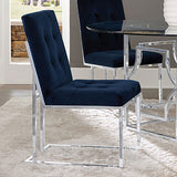 Side Chair - Cisco Upholstered Dining Chairs Ink Blue and Chrome (Set of 2)