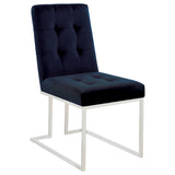 Side Chair - Cisco Upholstered Dining Chairs Ink Blue and Chrome (Set of 2)