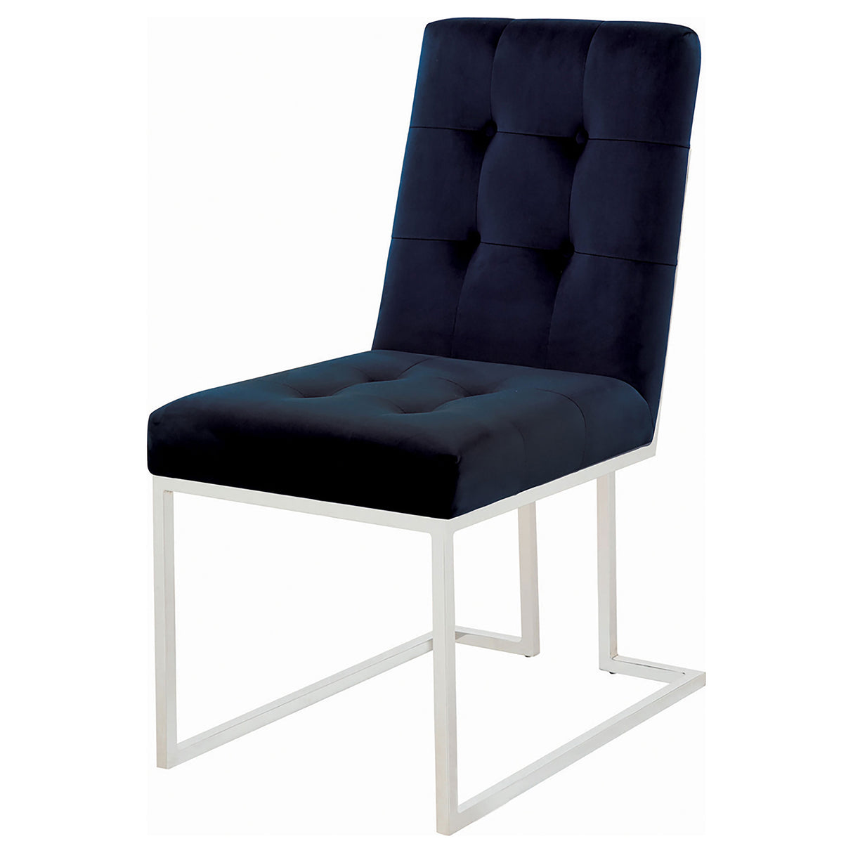 Side Chair - Cisco Upholstered Dining Chairs Ink Blue and Chrome (Set of 2)