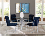 Side Chair - Cisco Upholstered Dining Chairs Ink Blue and Chrome (Set of 2)