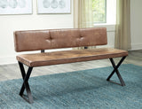 Bench - Abbott Upholstered Dining Bench Antique Brown and Matte Black