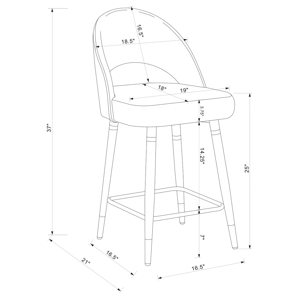 Counter Stool - Lindsey Arched Back Upholstered Counter Height Stools Grey (Set of 2)