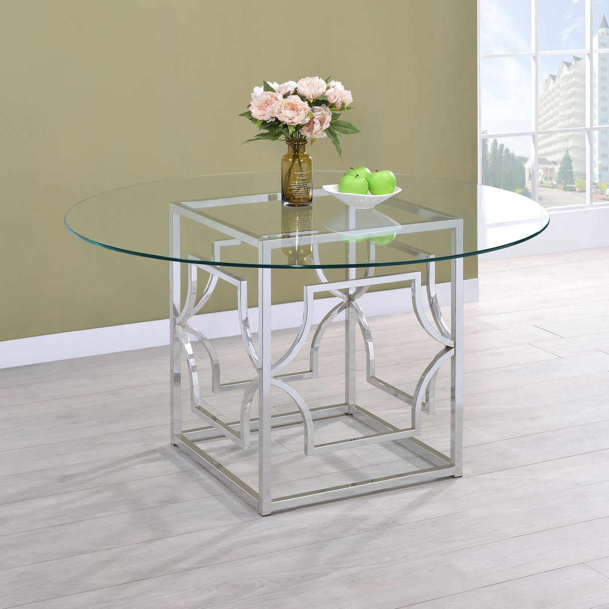 Dining Table - Starlight Round Glass Top Dining Table Clear and Chrome