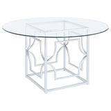 Dining Table - Starlight Round Glass Top Dining Table Clear and Chrome