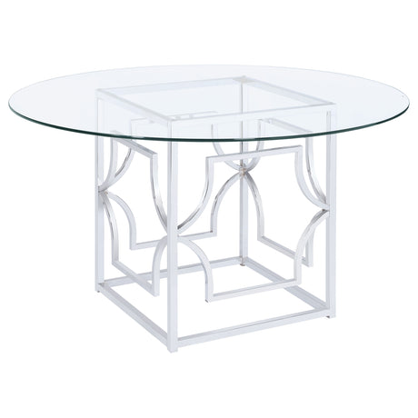 Dining Table - Starlight Round Glass Top Dining Table Clear and Chrome