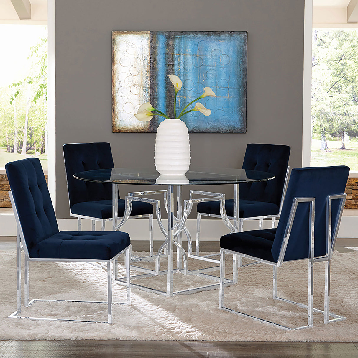Starlight Square Metal Dining Table Base Chrome - Home Elegance USA